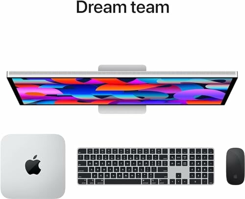 Apple computer setup with monitor, keyboard, and mouse
