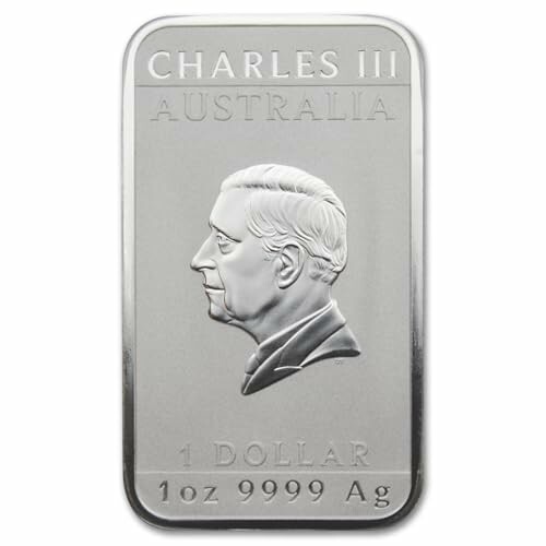Silver bar featuring profile of Charles III, Australia, $1, 1oz 9999 Ag