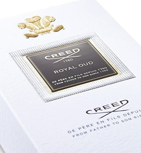 Creed Royal Oud perfume packaging with gold emblem
