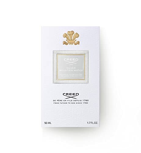 Creed Silver Mountain Water perfume box with logo and text.
