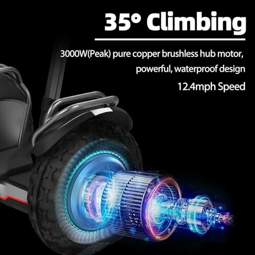 Electric scooter with 35-degree climbing capability and 3000W motor.