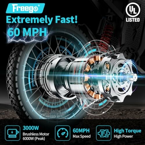 Illustration of a 60 MPH electric scooter motor with specifications.