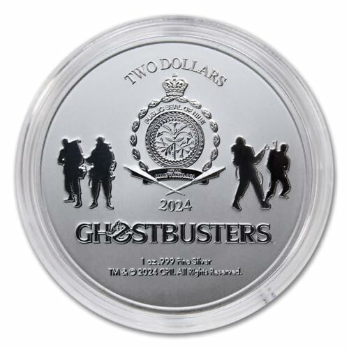 2024 Ghostbusters silver coin with silhouettes and logo