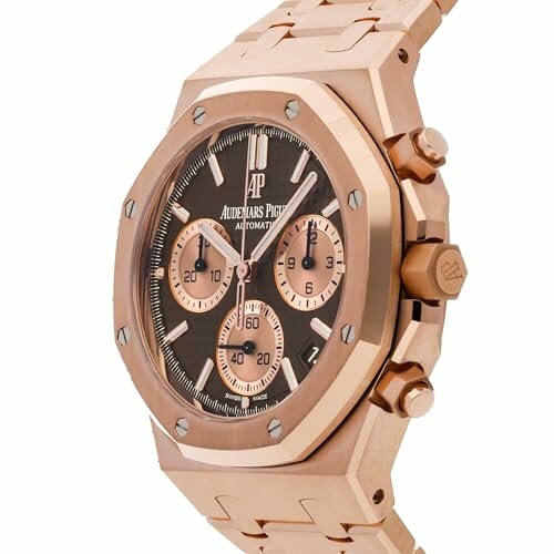 Rose gold luxury watch with chronograph features