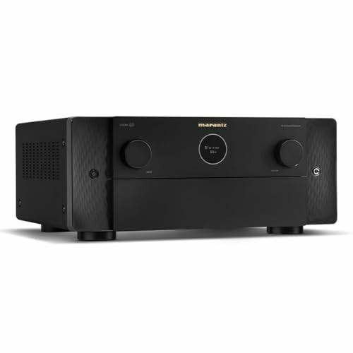 Black Marantz audio receiver with dials and buttons