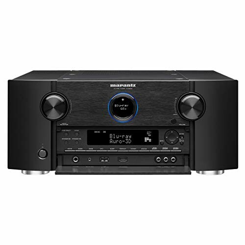 Front view of a Marantz AV receiver with controls and display