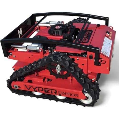 Red remote-controlled lawn mower with tracks and Vyper Edition branding
