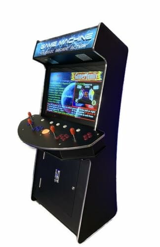 Retro arcade game machine with joystick controls and screen.
